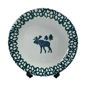 Moose Country Tienshan Folk Craft 12" Round Serving Platter Chop Plate Sponge